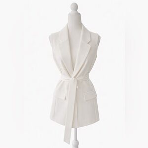 Elegant Women's Cream Vest with Belt